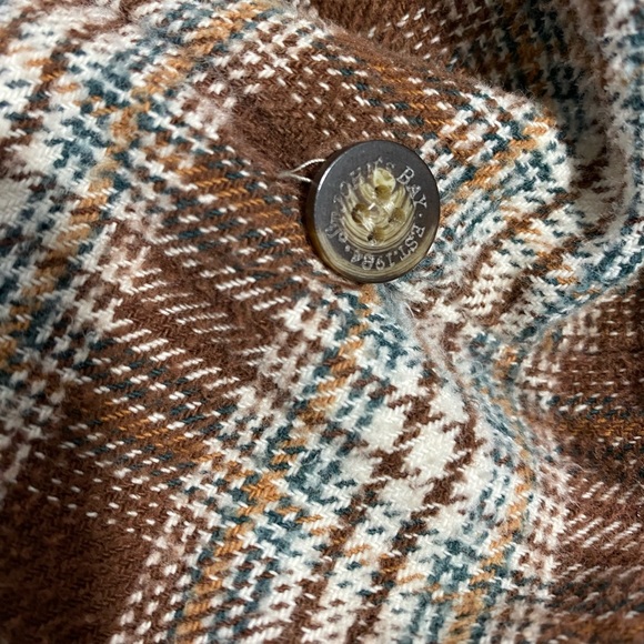 St Johns Bay Womens Medium Barn Jacket Chore Coat Tan Brown Plaid Flannel Lined - Picture 8 of 14